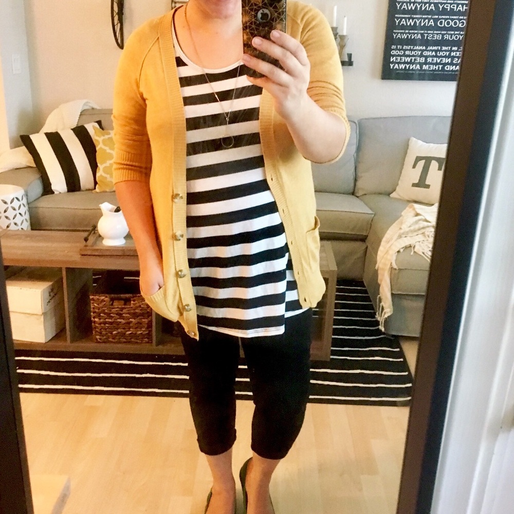 Mustard/Yellow Cardigan with buttons and pockets